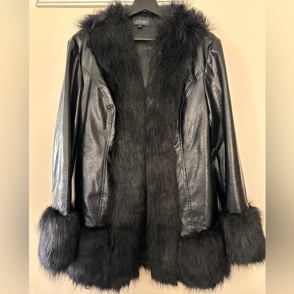 Dolls Kill Widow Your Darkest Hour Vegan Leather Coat Large